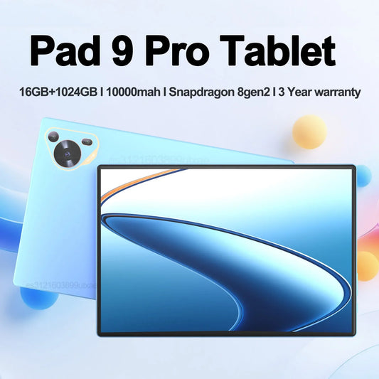 Original Pad 9 Pro Tablet 10.1 inch 16GB+1024GB Android 13 Snapdragon 8gen2 Global 10000mah 5G Dual SIM WIFI  HD Screen