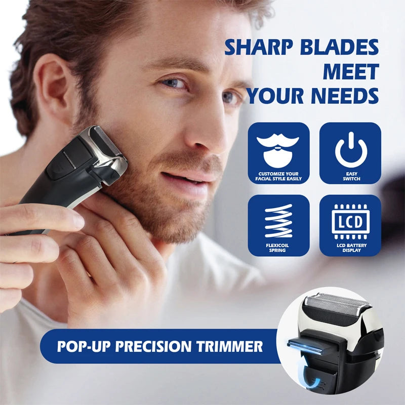Kemei 8512 Rechargeable Electric Shaver Hair Beard For Men Facial Stubble Electric Razor Fades Bald Head Shaving Machine Tool