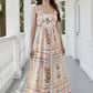 Elegant Vintage Style Sleeveless Floral Print Square Neck Midi Dress with Adjustable Straps for Women s Summer Fashion