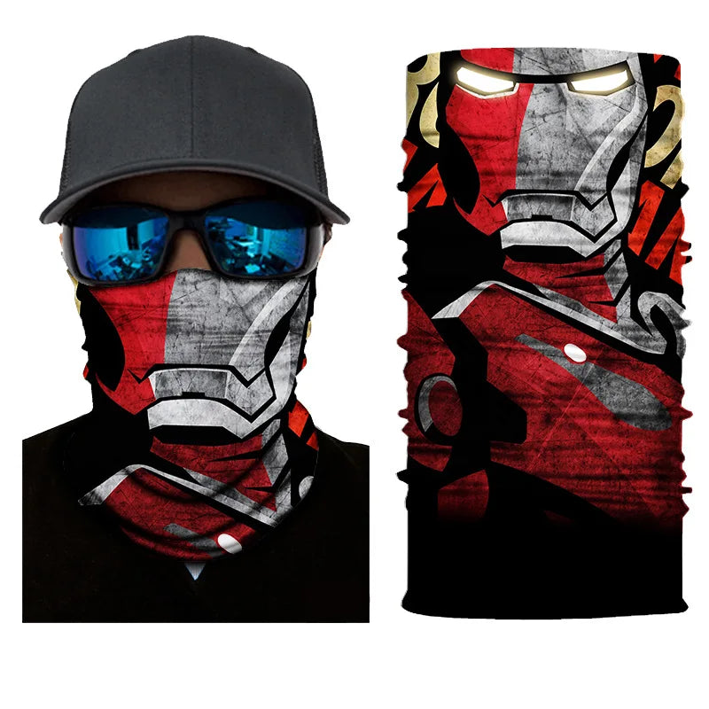 3D Ghost Skull Bandana Neck Gaiter Head Shield Summer Hiking Scarves Tube Balaclava Scarves Breathable Sun Guard Headband Scarf