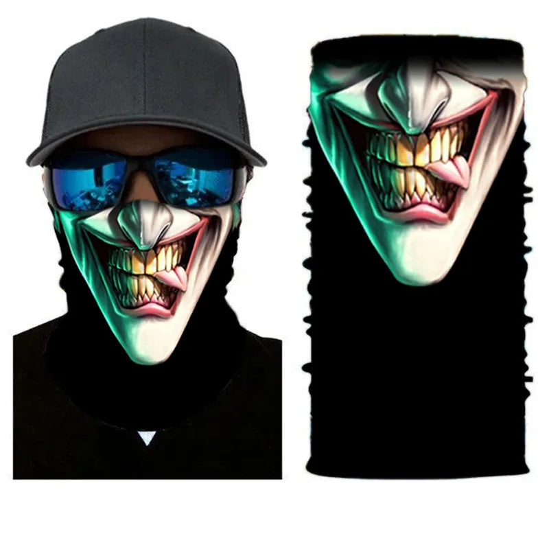 3D Ghost Skull Bandana Neck Gaiter Head Shield Summer Hiking Scarves Tube Balaclava Scarves Breathable Sun Guard Headband Scarf