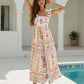 Elegant Vintage Style Sleeveless Floral Print Square Neck Midi Dress with Adjustable Straps for Women s Summer Fashion