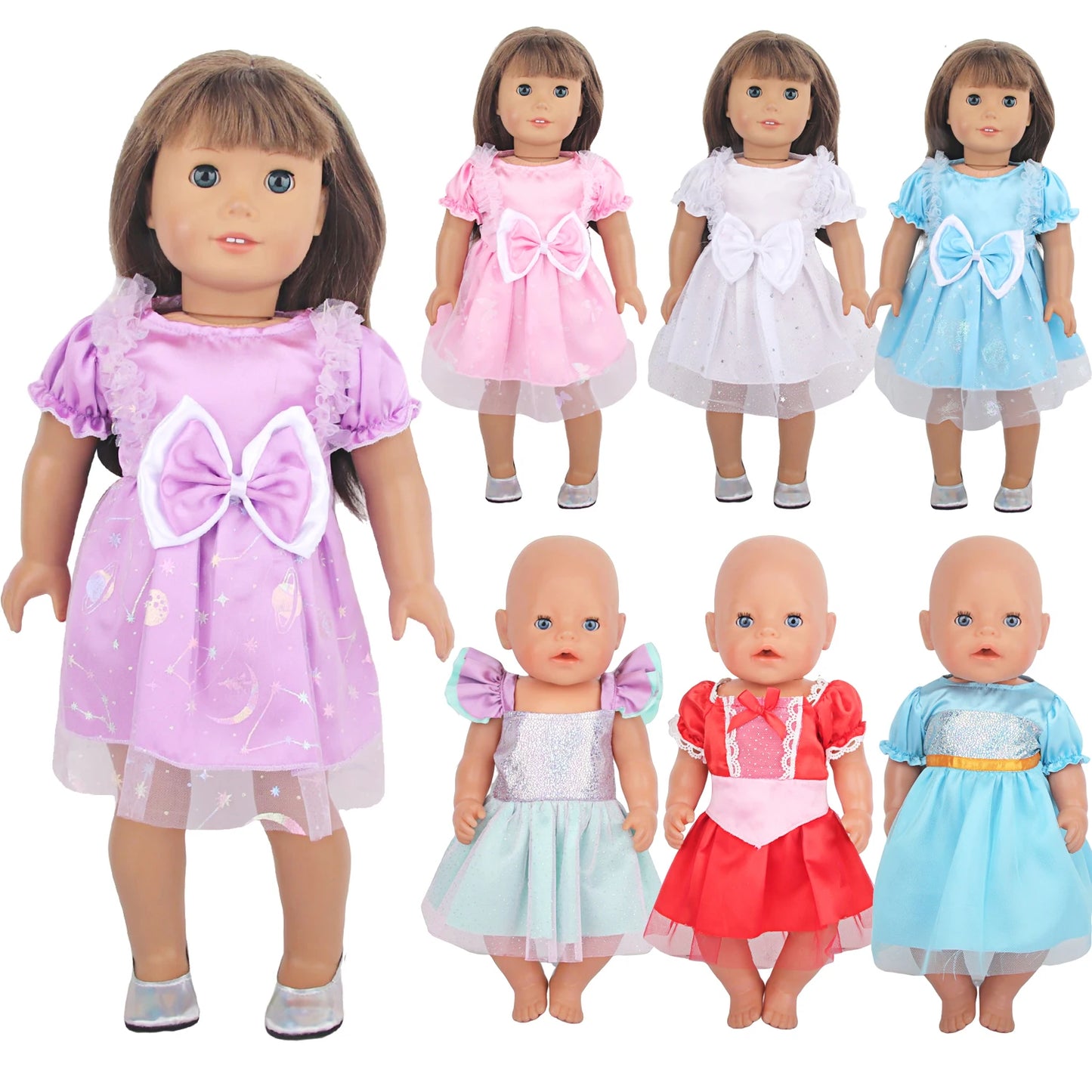 Purple Color Doll Accessories Luggage, Sweater Pajamas, Yoga mat, Shoes, Camera, Hangers For 43cm Baby New Born&American Dolls