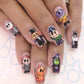24pcs New Christmas False Nails Christmas Red Gift Box Pattern Design Fake Nail Tips for Girl Cute Short Coffin Press on Nails