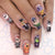 24pcs New Christmas False Nails Christmas Red Gift Box Pattern Design Fake Nail Tips for Girl Cute Short Coffin Press on Nails