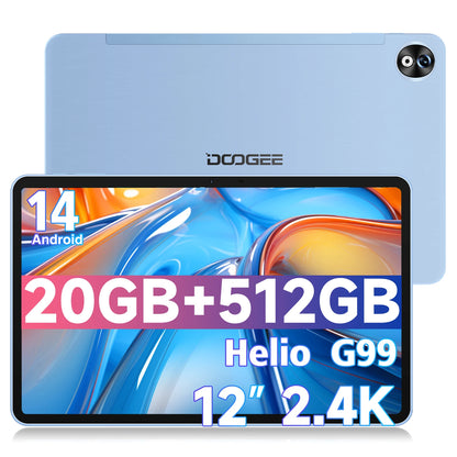 DOOGEE T40 Pro Tablet 12  20GB(8 + 12) 512GB Android 14 Helio G99 6nm 10800mAh 18W Charge Quad Speaker 7.6mm ultra-thin