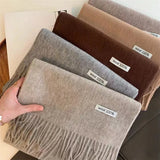100% Pure Wool Fashion Tassels Women Scarf  Warm Cashmere Shawl Female Stylish Australian Wool Wrap Winter Knitted Neck Scarf