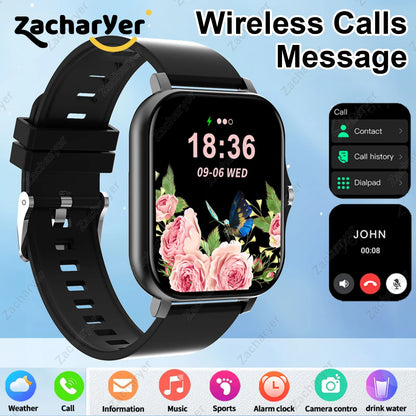 Hot Multi-Sport Mode Smartwatch, Sedentary Reminder, Weather Forecast, Message Notification, Compatible with Android & iPhones