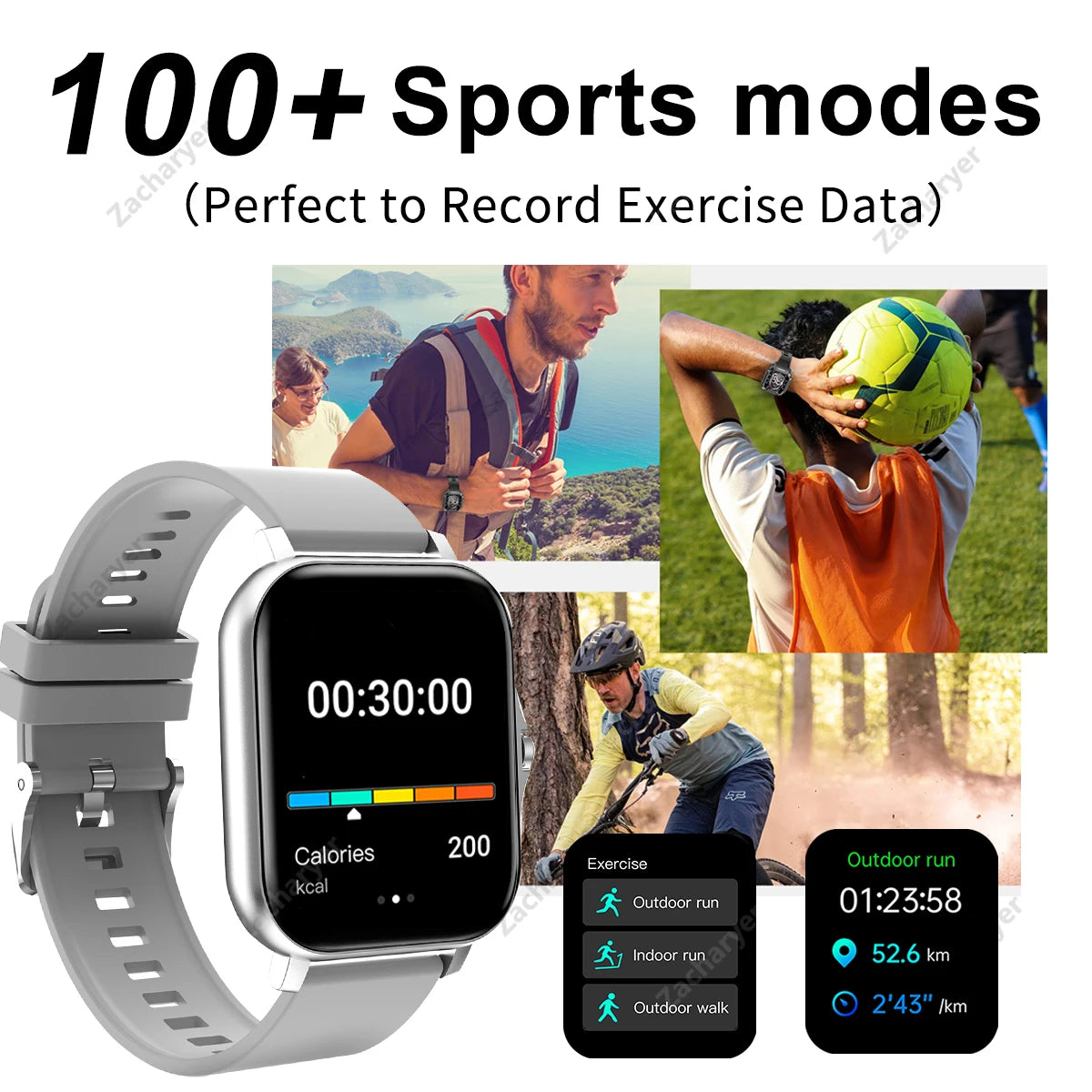 Hot Multi-Sport Mode Smartwatch, Sedentary Reminder, Weather Forecast, Message Notification, Compatible with Android & iPhones