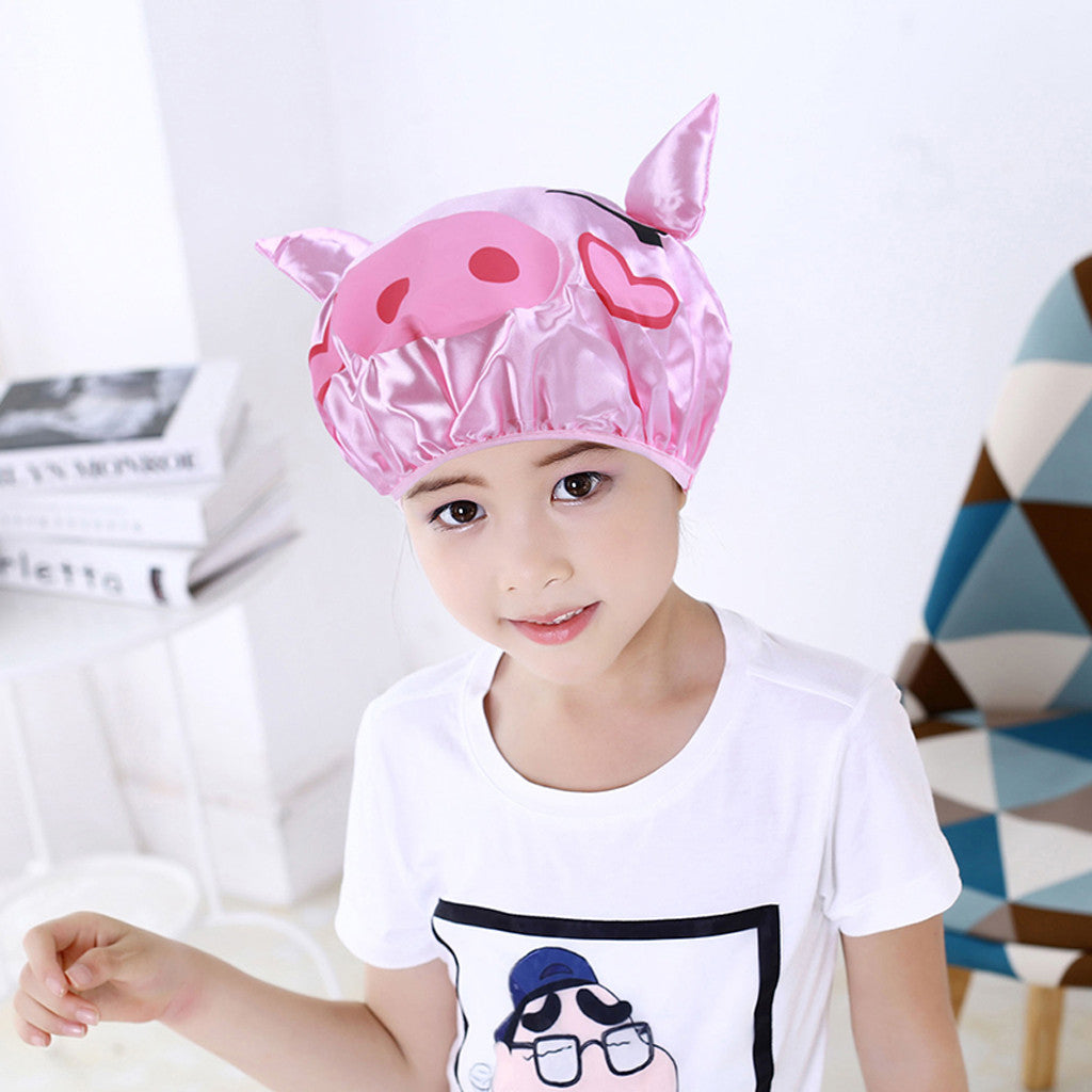 Double-layer children's cartoon waterproof shower cap Double-layer Children Cartoon Waterproof Shower Cap Cute Baby Bath Cap