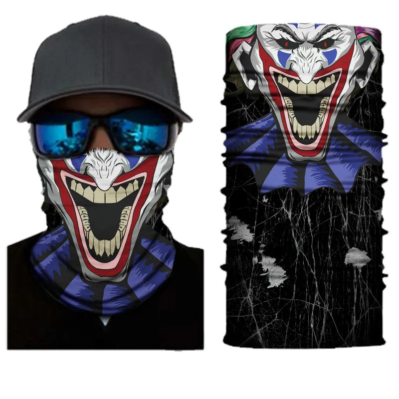 3D Ghost Skull Bandana Neck Gaiter Head Shield Summer Hiking Scarves Tube Balaclava Scarves Breathable Sun Guard Headband Scarf