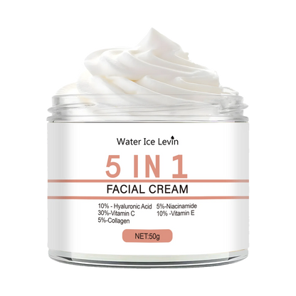 5-in-1 Facial Cream - Moisturizing and Moisturizing and Moisturizing Cream Contains Hyaluronic Acid, Retinol, Collagen, Vitamin C and E, Suitable for All Skin Types, Unscented, Firming and Moisturizing