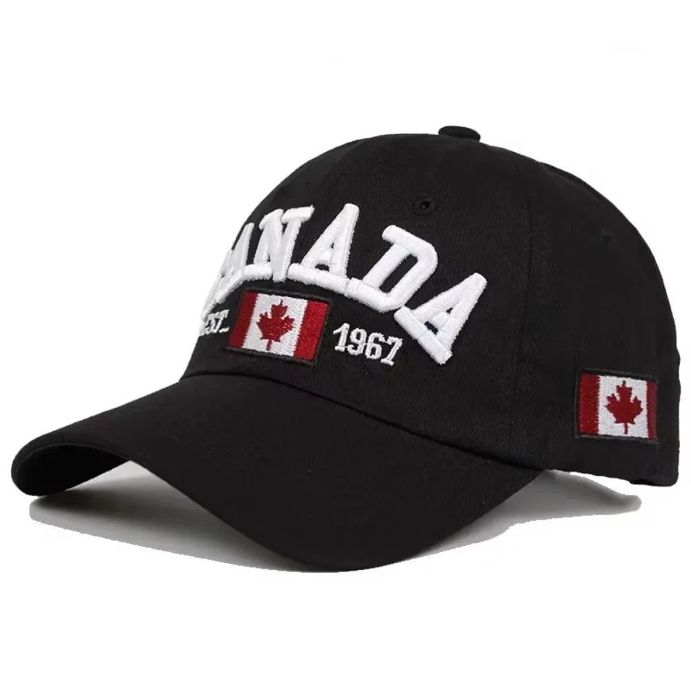 Canada Caps Men Women  Summer Fashion Dad Hat Snapback Flag Letter Embroidery Black White Baseball Cap Women Gorras Hombre