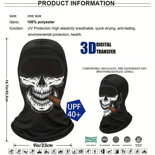 1pc  Face Mask Clown Ghost Skull Mask, Breathable Windproof, UV Sun Dust Protective Full Face Cover For Summer Sprin