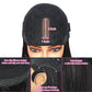 100% Human Hair Brown Highlight Put On and Go Realistic Yaki Straight Short Bob with Bangs Minimalist 3X1 Lace Wig For Women