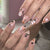 24pcs New Christmas False Nails Christmas Red Gift Box Pattern Design Fake Nail Tips for Girl Cute Short Coffin Press on Nails