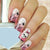 24pcs New Christmas False Nails Christmas Red Gift Box Pattern Design Fake Nail Tips for Girl Cute Short Coffin Press on Nails
