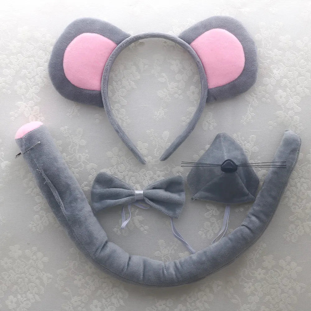 Mouse  Accessory Set Animal Ears Headband Tail Nose and Bow Tie Rat  Accessories Set   Birthday Halloween Costume Cosplay
