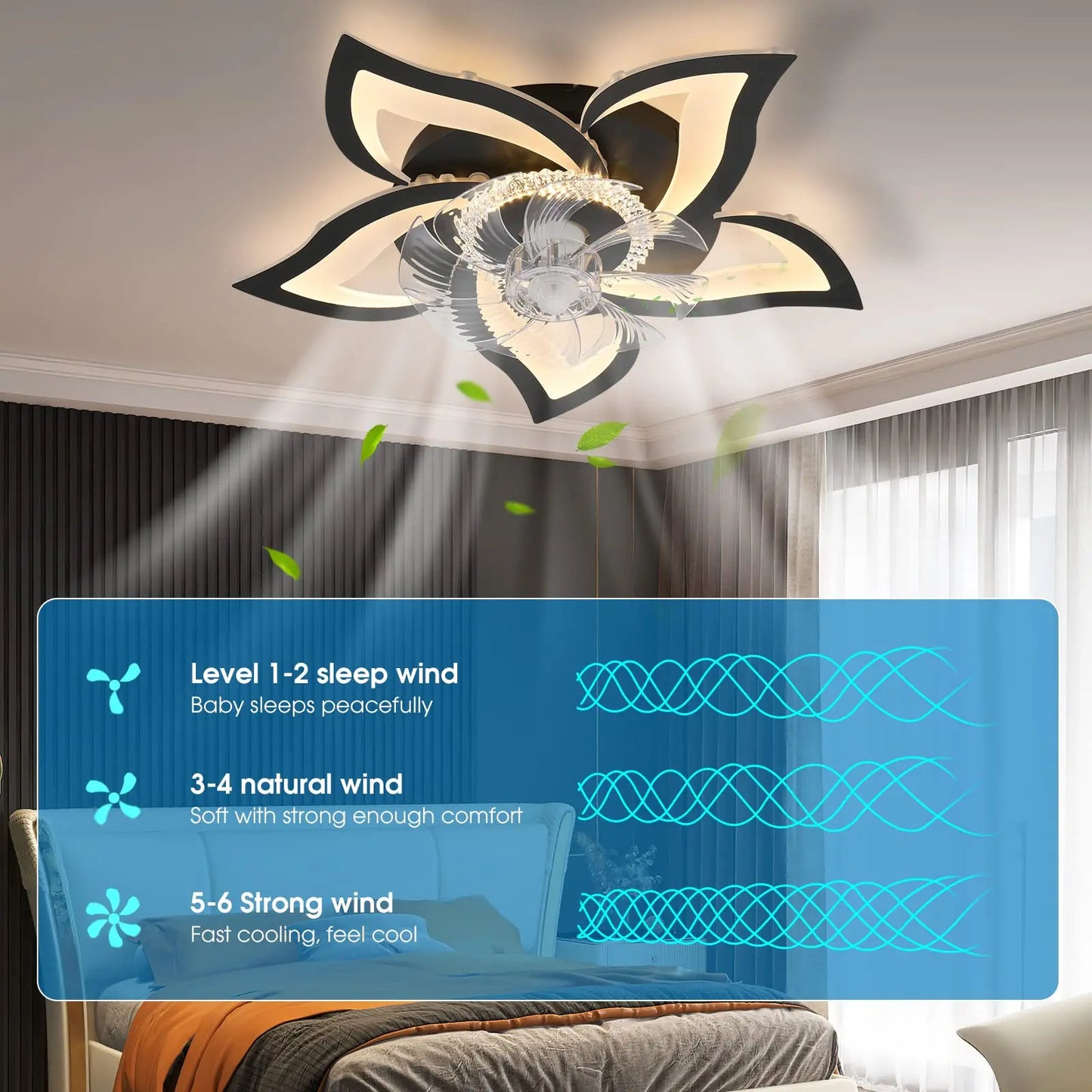 IRALAN home appliances LED ceiling fan light modern smart switch ceiling fan with light home interior decoration fan light