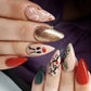 24pcs New Christmas False Nails Christmas Red Gift Box Pattern Design Fake Nail Tips for Girl Cute Short Coffin Press on Nails