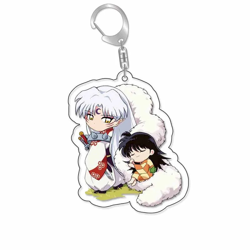 Anime Inuyasha Cartoon Keychain Pendant Higurashi Kagome Kikyou Sesshoumaru Keyring Bag Tag Cos Accessories