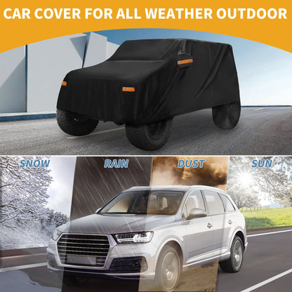Uxcell Car Cover All Weather for Jeep Wrangler 4Dr Black 190T-Pu with Left Zipper