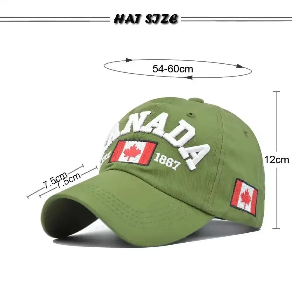 Canada Caps Men Women  Summer Fashion Dad Hat Snapback Flag Letter Embroidery Black White Baseball Cap Women Gorras Hombre