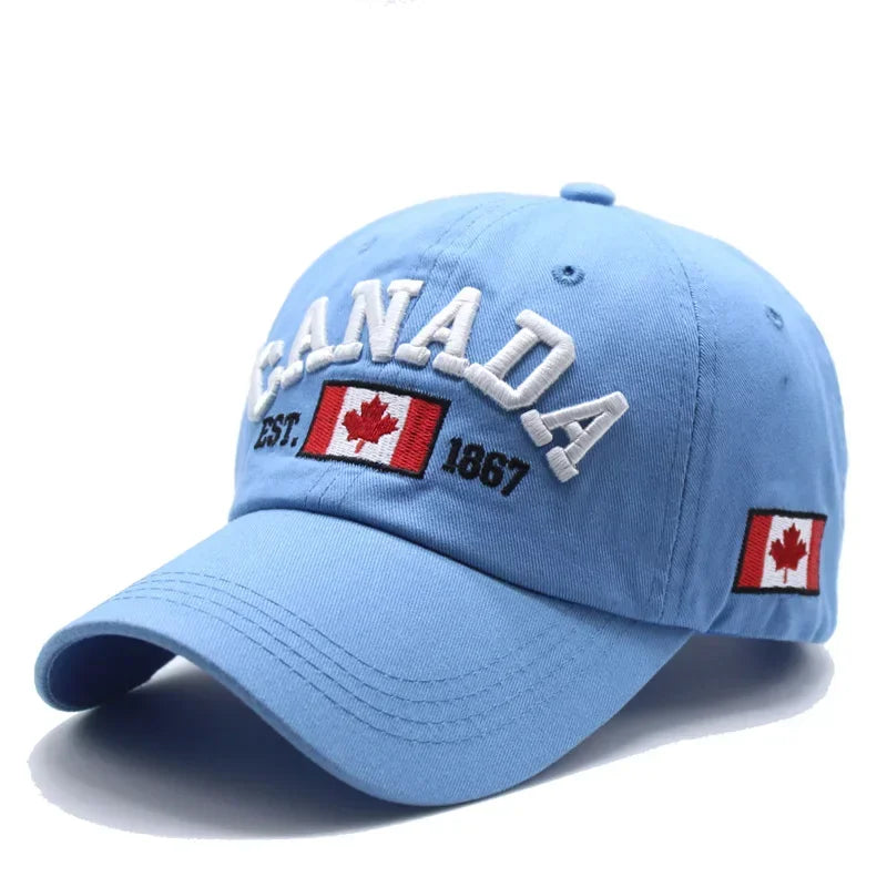 Canada Caps Men Women  Summer Fashion Dad Hat Snapback Flag Letter Embroidery Black White Baseball Cap Women Gorras Hombre