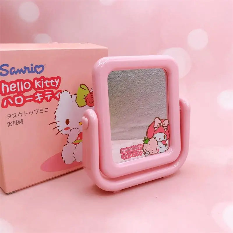 Anime Accessories Kawaii My Melody Cinnamoroll Pom Pom Purin Rotating Mirror Cartoon Desktop Ornament Decoration Dressing Mirror
