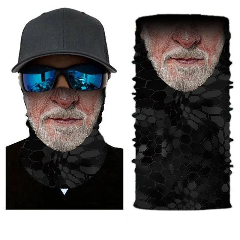 3D Ghost Skull Bandana Neck Gaiter Head Shield Summer Hiking Scarves Tube Balaclava Scarves Breathable Sun Guard Headband Scarf