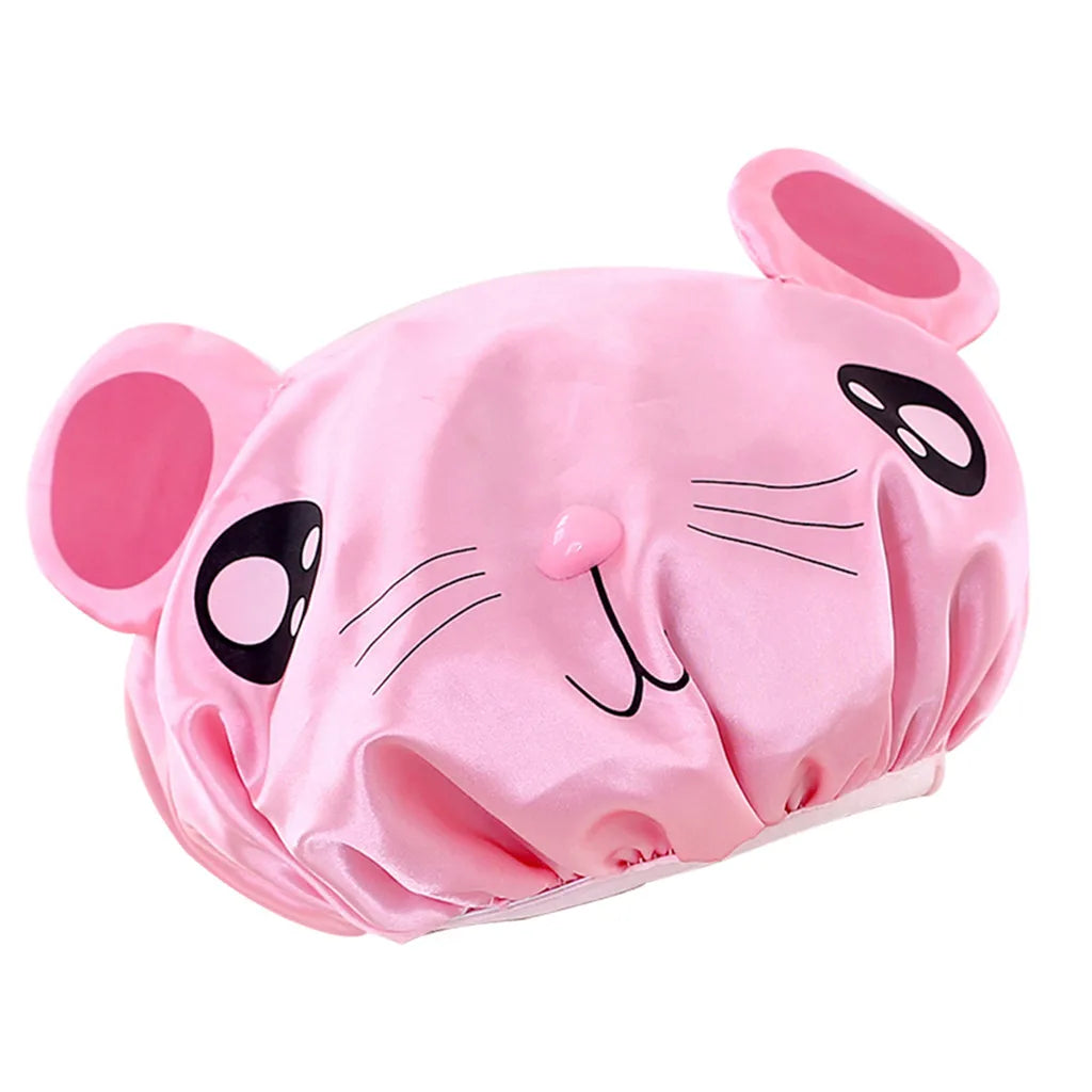 Double-layer children's cartoon waterproof shower cap Double-layer Children Cartoon Waterproof Shower Cap Cute Baby Bath Cap