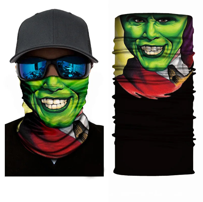 3D Ghost Skull Bandana Neck Gaiter Head Shield Summer Hiking Scarves Tube Balaclava Scarves Breathable Sun Guard Headband Scarf