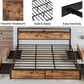 Likimio King Bed Frame With Storage Drawer, 2-Tier Storage Headboard With Charging Station, No Box Spring Needed, Easy