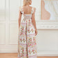 Elegant Vintage Style Sleeveless Floral Print Square Neck Midi Dress with Adjustable Straps for Women s Summer Fashion