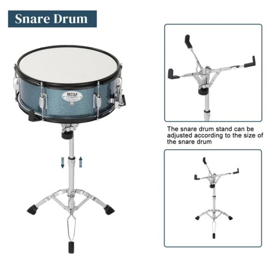 MCH Full Size Adult Drum Set 5Piece Black with Bass Drum two Tom Drum Snare Drum Floor Tom 16 Ride Cymbal 14 Hihat Cymbals Stoo