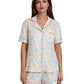 Women s Easter Loungewear Set Cartoon Egg Print Short Sleeve Lapel Button T-Shirt with Elastic Waist Shorts
