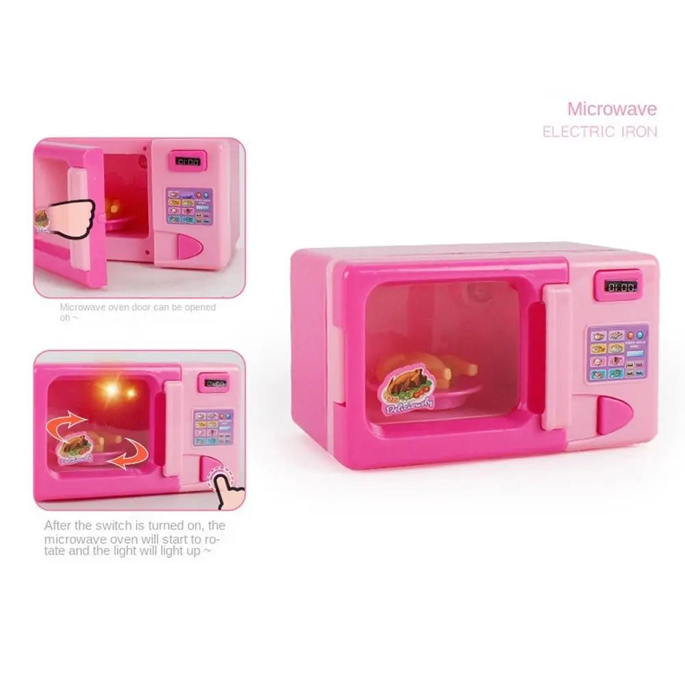 Coffee Machine Household Appliances Toys Vacuum Cleaner Toaster Blender Pretend Play Set Cooking with Light Kitchen Toys