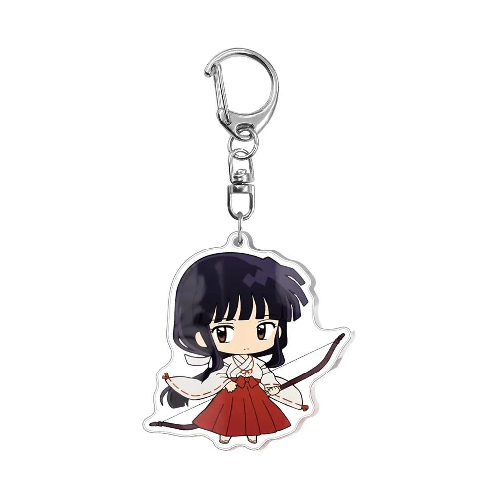 Anime Inuyasha Cartoon Keychain Pendant Higurashi Kagome Kikyou Sesshoumaru Keyring Bag Tag Cos Accessories