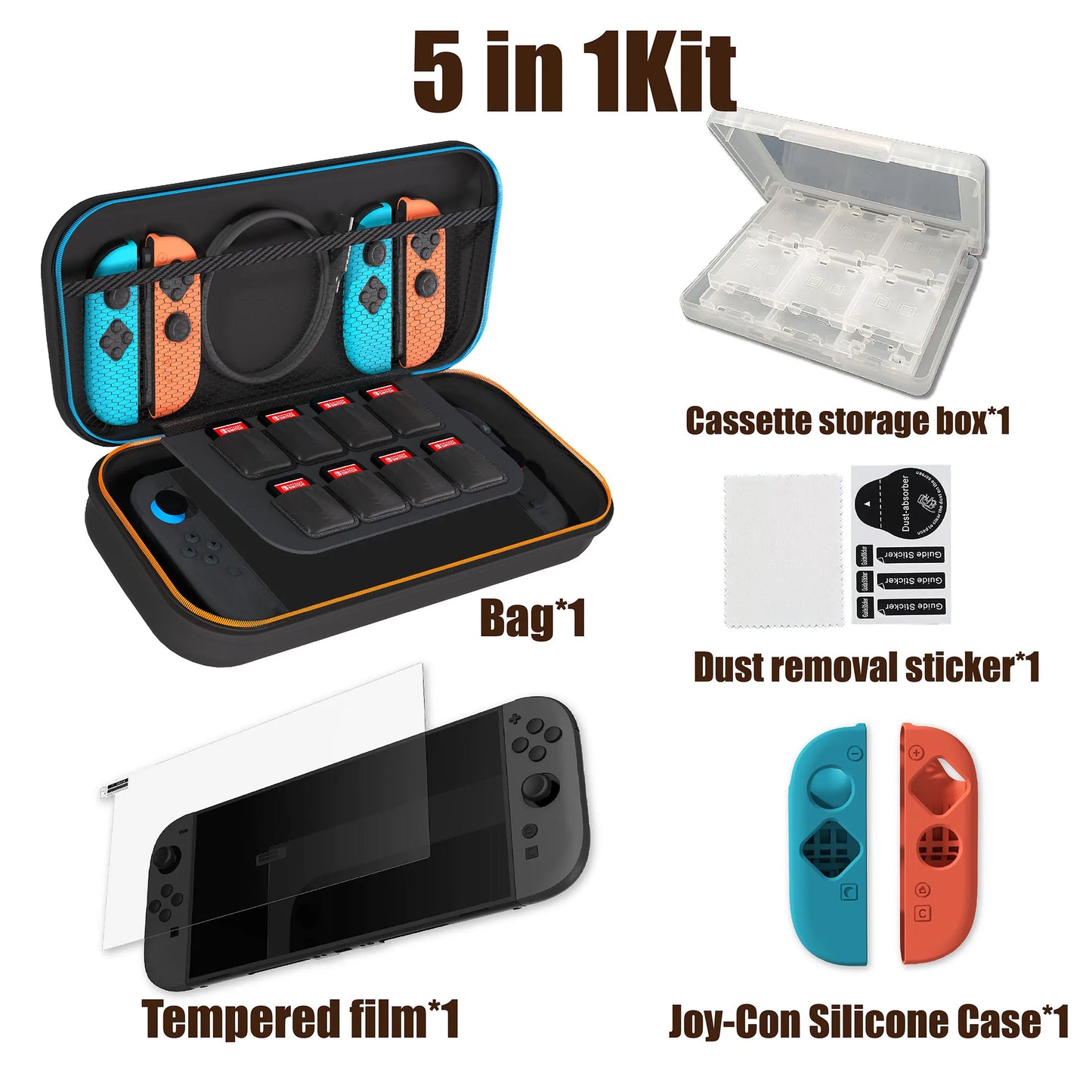 Accessories for N-Switch 2, Carry Case, Screen Protector, Joy Con Case, Games Holder, Dust Removal & Cleaning Cloth