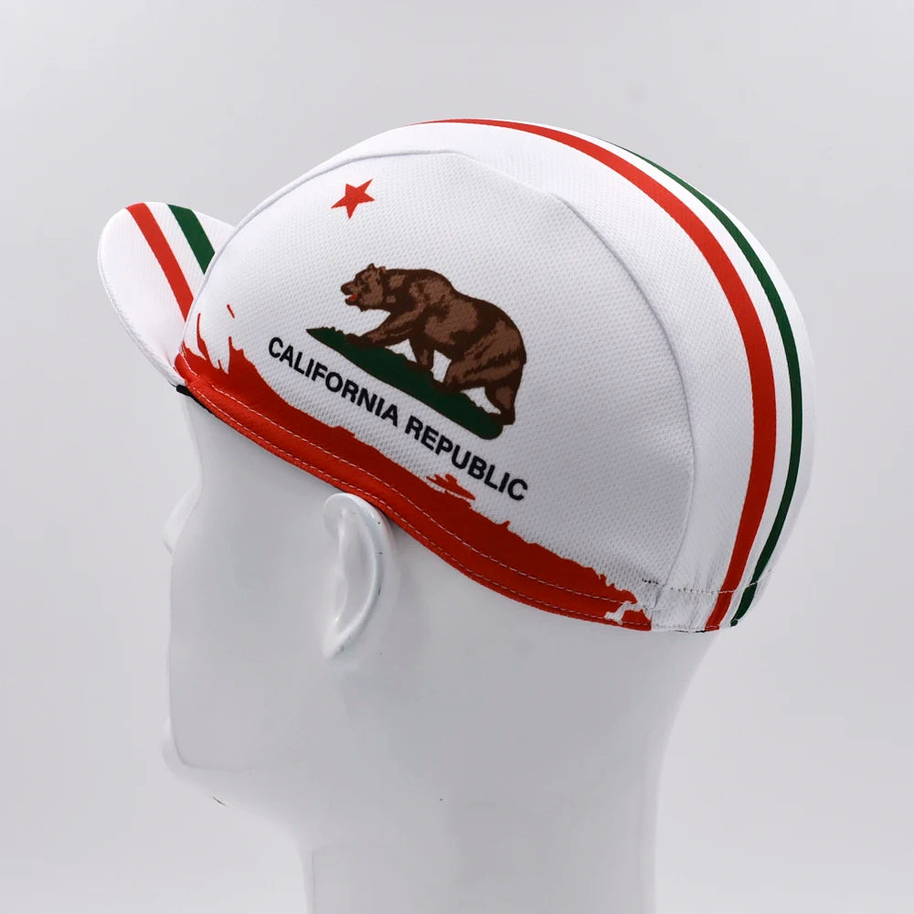 Classic Retro California Cycling Caps for Men and Women, Breathable Quick Dry Bicycle Hats, Bike Caps