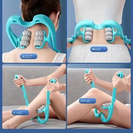 Six Wheel Cervical Massager Clip Neck Massage Roller Neck Shoulder Back Kneading Massager Manual Multifunctional Massage Tools