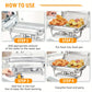 4 Pack Chafing Dish Buffet Set, Stainless Steel Food Warmer Kit with Lids Water Pan Fuel Holders Restaurant Catering Weddings