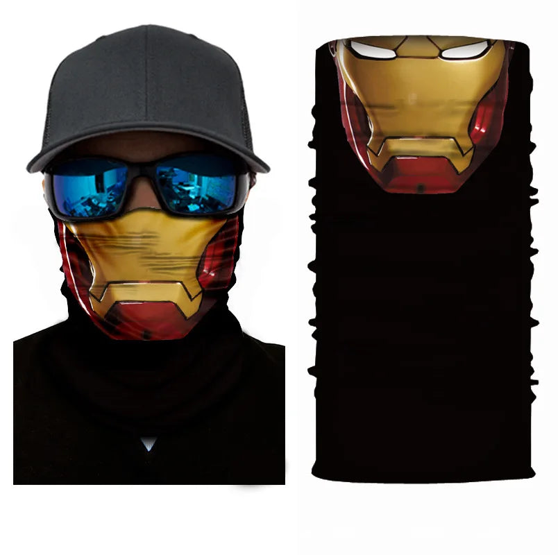 3D Ghost Skull Bandana Neck Gaiter Head Shield Summer Hiking Scarves Tube Balaclava Scarves Breathable Sun Guard Headband Scarf