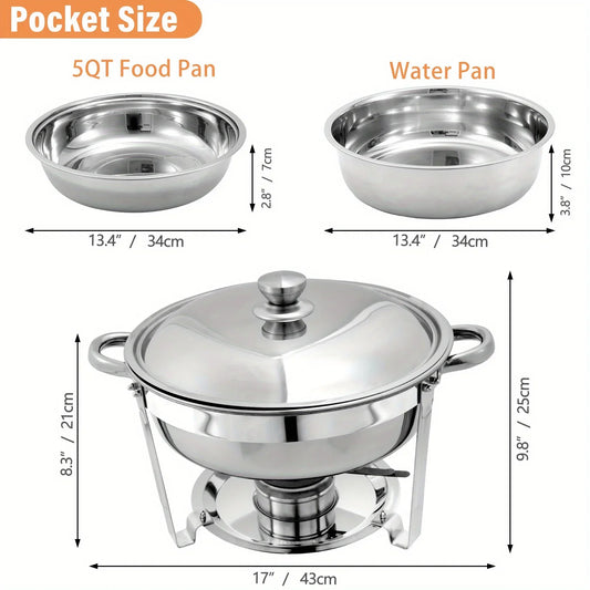 4 Pack Chafing Dish Buffet Set, Stainless Steel Food Warmer Kit with Lids Water Pan Fuel Holders Restaurant Catering Weddings