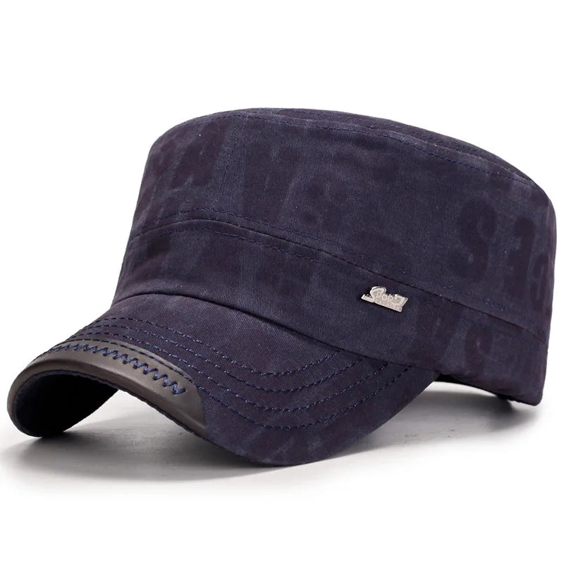 Washed Cotton Hat Men's Caps Flat Top Caps For Men Cadet Outdoor Cap Fishing Caps