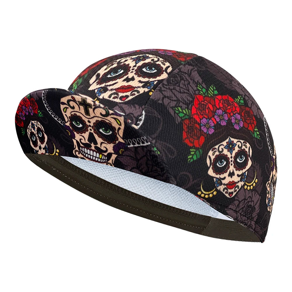 Simple solid color cycling cap, summer polyester sweat absorption, popular, unisex, cycling cap boutique, architecture, skulls