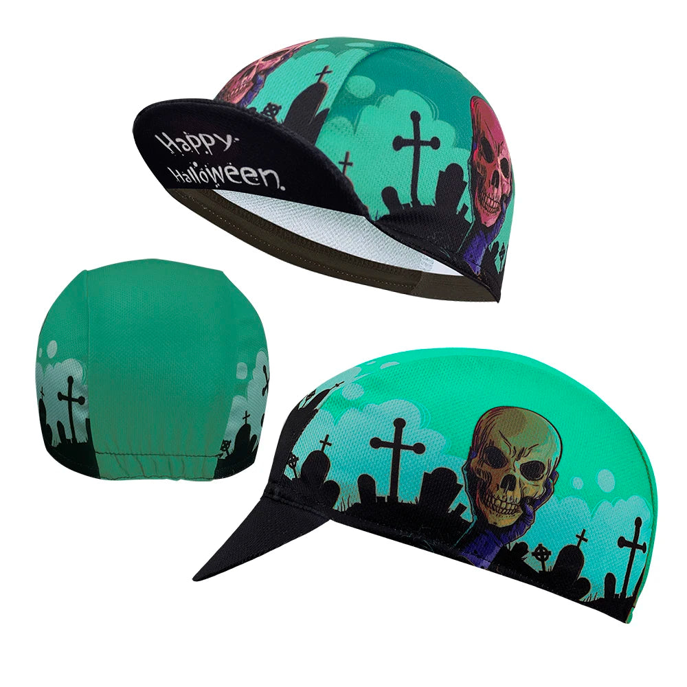 Simple solid color cycling cap, summer polyester sweat absorption, popular, unisex, cycling cap boutique, architecture, skulls