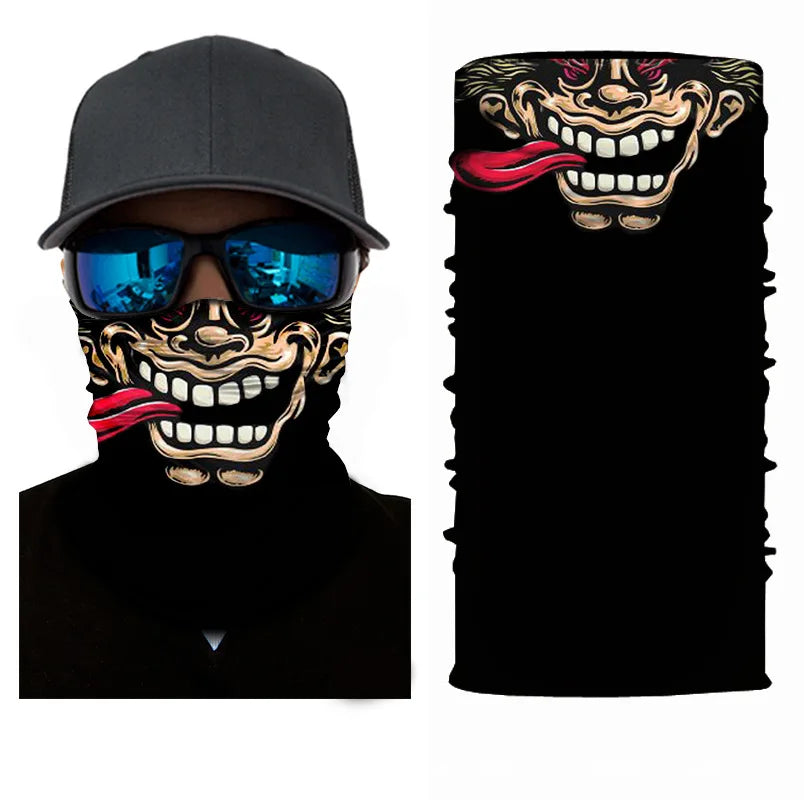 3D Ghost Skull Bandana Neck Gaiter Head Shield Summer Hiking Scarves Tube Balaclava Scarves Breathable Sun Guard Headband Scarf