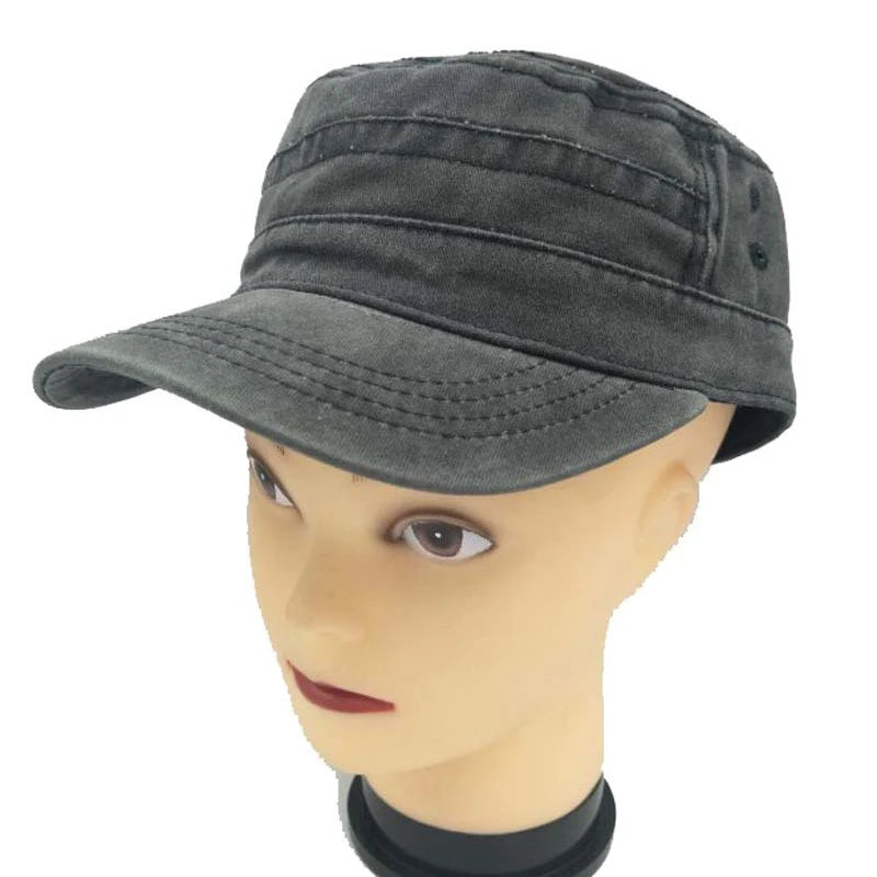 Washed Cotton Hat Men's Caps Flat Top Caps For Men Cadet Outdoor Cap Fishing Caps