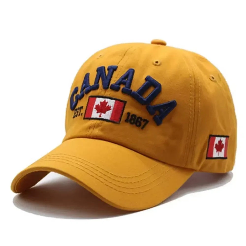 Canada Caps Men Women  Summer Fashion Dad Hat Snapback Flag Letter Embroidery Black White Baseball Cap Women Gorras Hombre